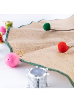 Bimotif Jute Christmas Pine Tree Cover with Overlock Edge, Green 60 cm  - Image 3