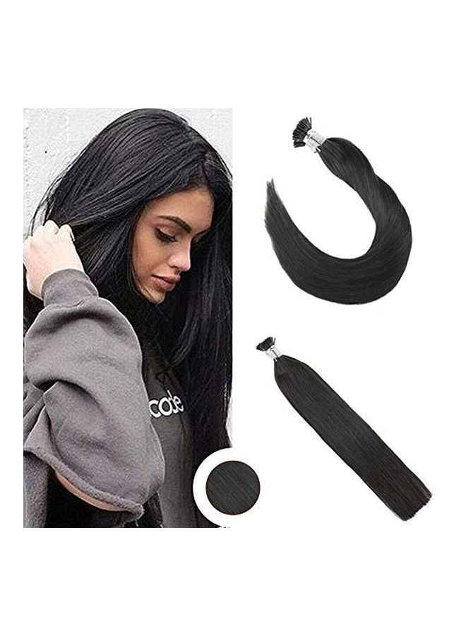 NIBEMINENT Straight Hair Extension Strand Set 1B Off Black 20inch - Image 2