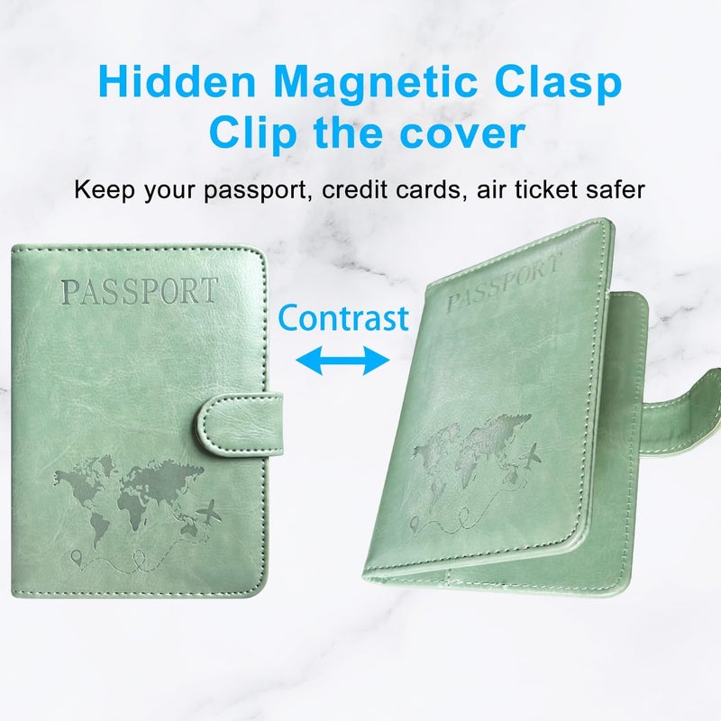 ACdream Passport Holder for Travel Essentials, Rfid Blocking Passport Wallet Cover Case for Travel Must Haves Accessories, Book Holders for Women Men, Agave Green R64 - Image 5