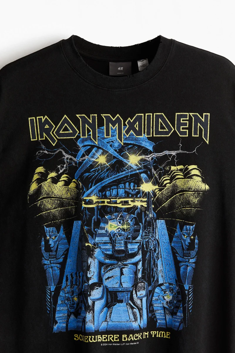 H&M Loose Fit Iron Maiden Printed T-Shirt