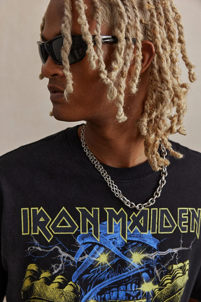 H&M Loose Fit Iron Maiden Printed T-Shirt