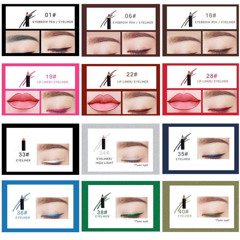 DC-BEAUTIFUL 12Pcs Lot Set 12 Colors Waterproof Eyeliner Pencil Set with Pencil Sharpener - Image 5