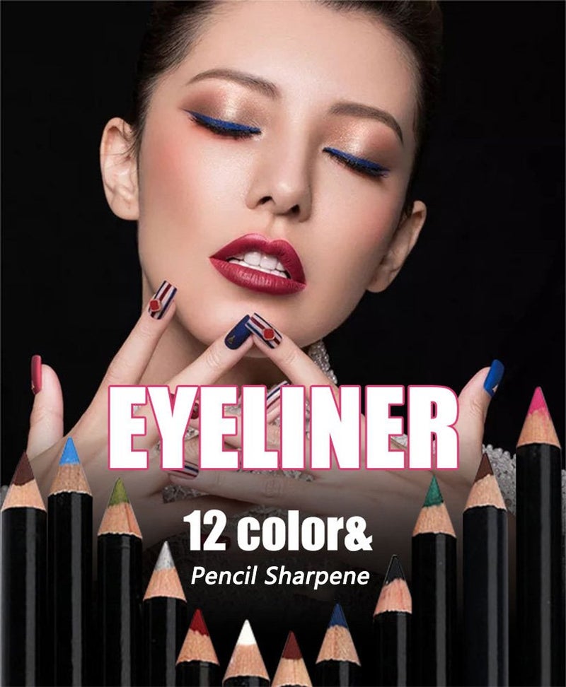 DC-BEAUTIFUL 12Pcs Lot Set 12 Colors Waterproof Eyeliner Pencil Set with Pencil Sharpener - Image 2