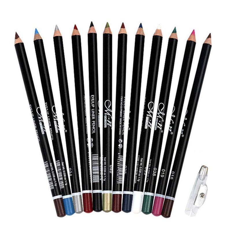 DC-BEAUTIFUL 12Pcs Lot Set 12 Colors Waterproof Eyeliner Pencil Set with Pencil Sharpener - Image 1