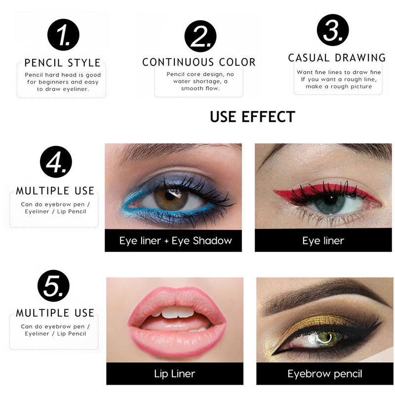 DC-BEAUTIFUL 12Pcs Lot Set 12 Colors Waterproof Eyeliner Pencil Set with Pencil Sharpener - Image 4