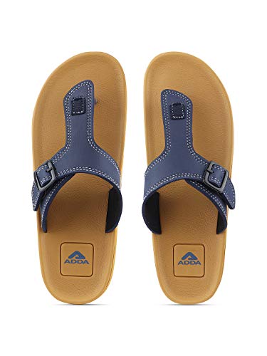 Adda Men's Dark Beige & Navy Flip-Flops - 7 UK - Image 1