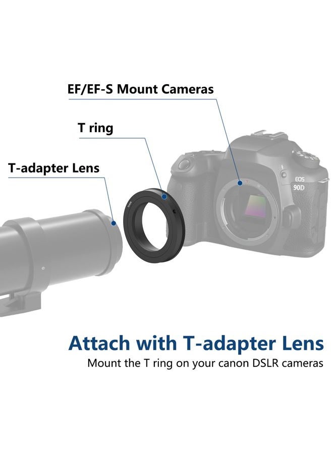 Lightdow T/T2 Mount Lens Adapter Ring for Canon EOS Rebel T3 T3i T4i T5 T5i T6 T6i T6s T7 T7i SL1 SL2 6D 7D 7D 60D 70D 77D 80D 5D II/III/IV DSLR Camera - Image 4