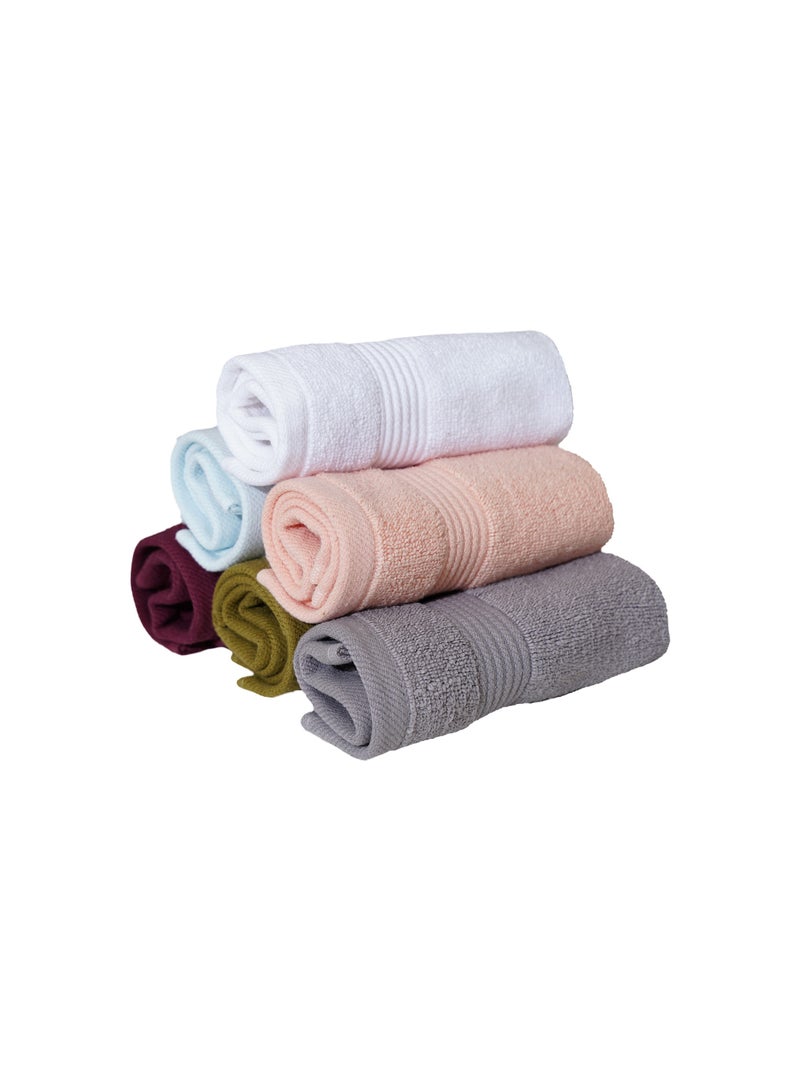 أميريكان لينين مجموعة هدايا فاخرة مكونة من 6 مناشف وجه متعددة الألوان مضادة للميكروبات مقاس 30 × 30 - Image 2