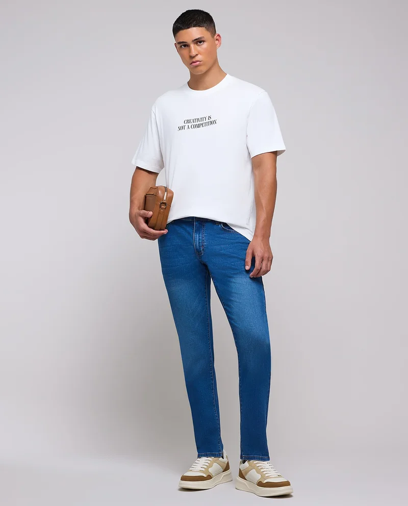 R&b Faded Slim Fit Jeans with Button Closure