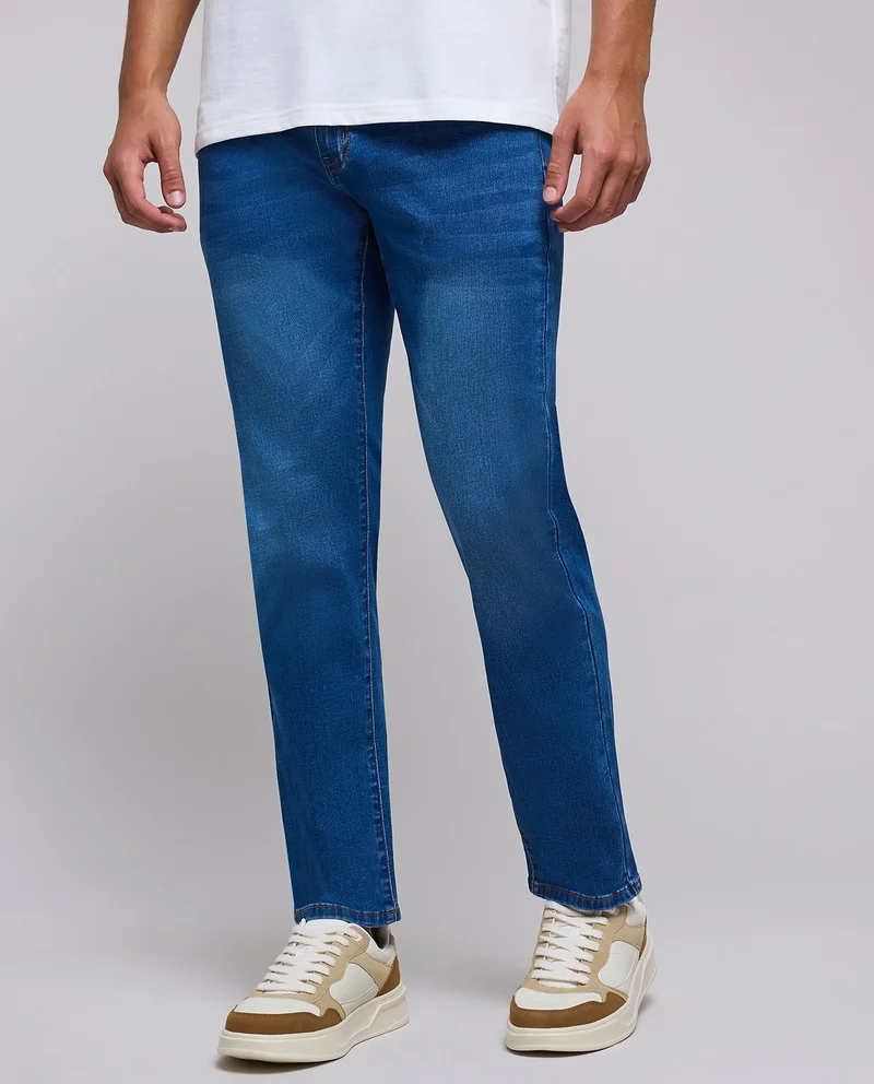 R&b Faded Slim Fit Jeans with Button Closure