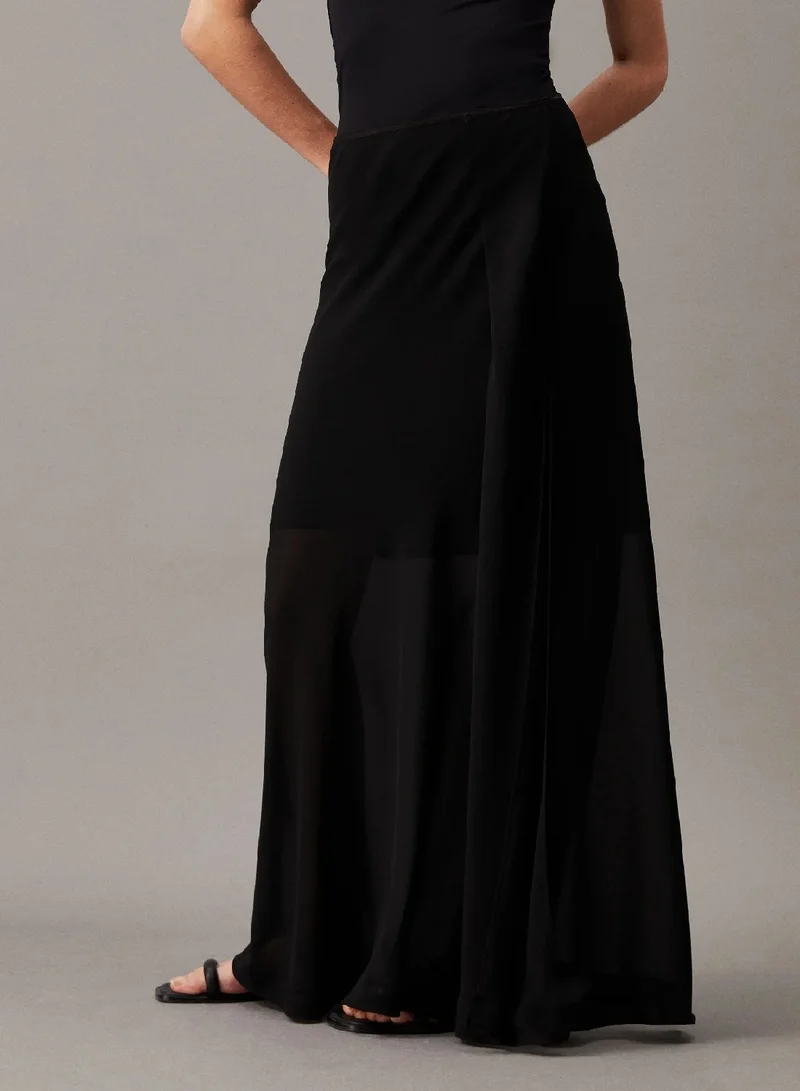 CALVIN KLEIN Sheer Georgette Ankle Skirt