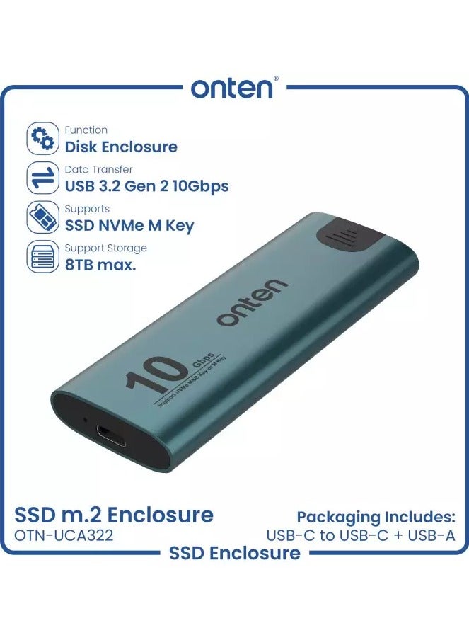 أونتن UCA322 M.2 (NVMe M.2) حاوية SSD 2230/2242/2260/2280 (10 جيجابت في الثانية) - Image 2