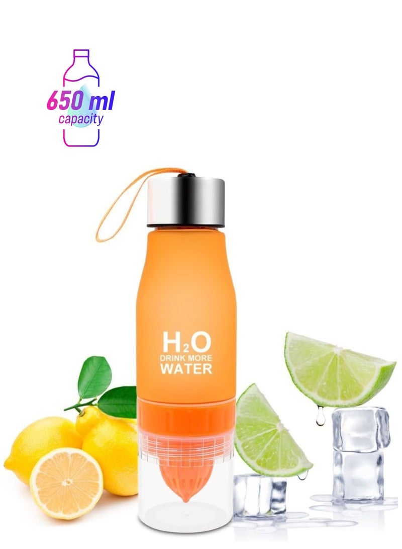 H2O 650ml Fruit Infuser Water Bottle Portable Lemon Infusion Squeezing Cup BPA Free Flavoured Juice Sports Bottles - Image 1