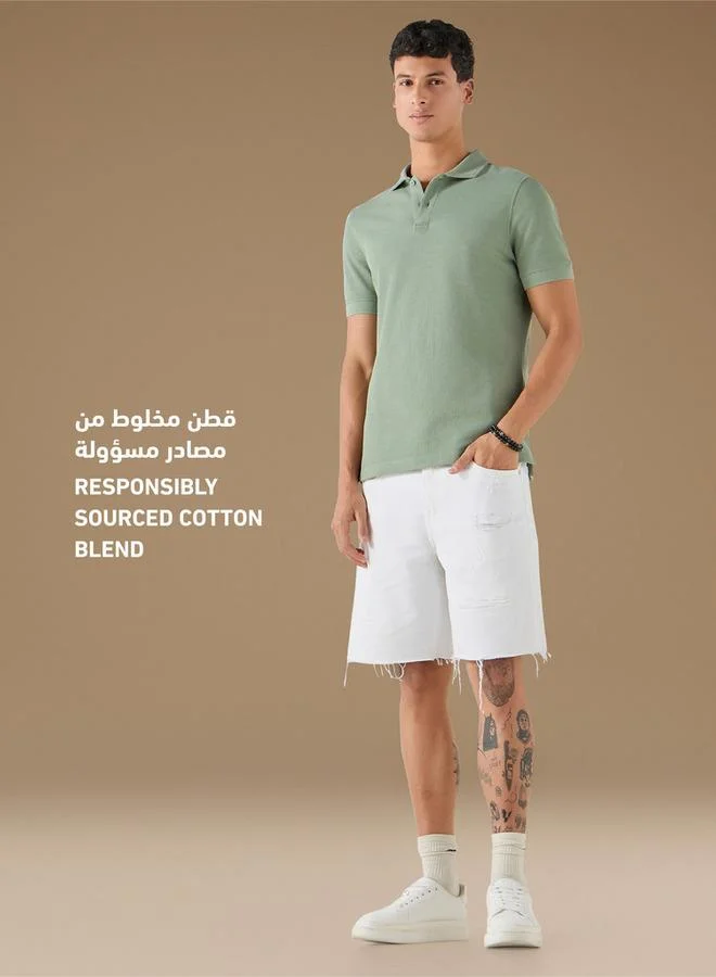 سبلاش فيڤ تيشيرت بولو بأكمام قصيرة بنقش بارز
