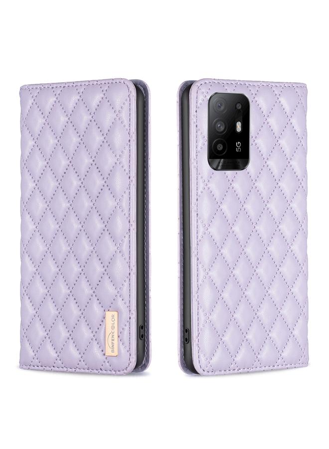 S-TOP Case For OPPO A94 5G / F19 Pro+ Diamond Lattice Magnetic Leather Flip Phone Case - Image 1
