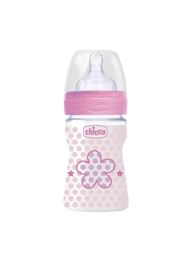 Chicco Wellbeing 150 ml Feeding Bottle, Advanced Anti-Colic System, Soft & Hygienic Silicone Teat, BPA Free (Pink) - Image 4