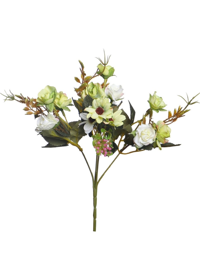 Huitich Eternal Blossoms: Artificial Mini Rose Flowers for Timeless Elegance White Green  - Image 1