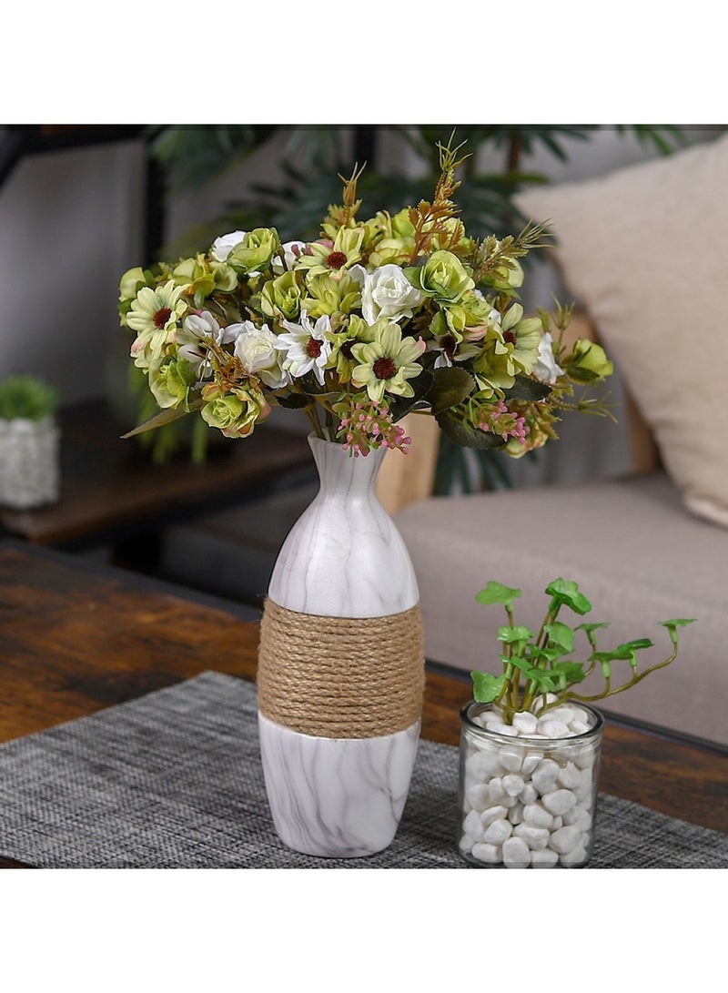 Huitich Eternal Blossoms: Artificial Mini Rose Flowers for Timeless Elegance White Green  - Image 2