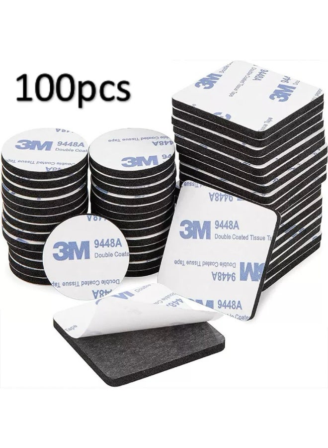 3M 100pcs 3M Double-Sided Tape, Heavy Duty Adhesive Foam Mounting Tape, Thick Waterproof and Residue-Free for Wall Mounting Picture Frames, Hooks, Home and Office Use, Mixed Square & Round Pads, 40x40mm Size. - Image 1