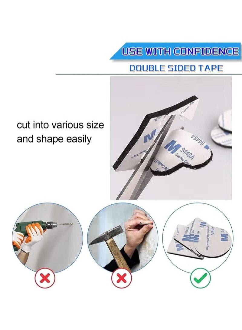 3M 100pcs 3M Double-Sided Tape, Heavy Duty Adhesive Foam Mounting Tape, Thick Waterproof and Residue-Free for Wall Mounting Picture Frames, Hooks, Home and Office Use, Mixed Square & Round Pads, 40x40mm Size. - Image 5