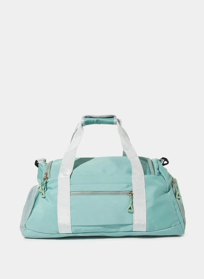 Color Block Logo Print Gym Bag with Removable Strap