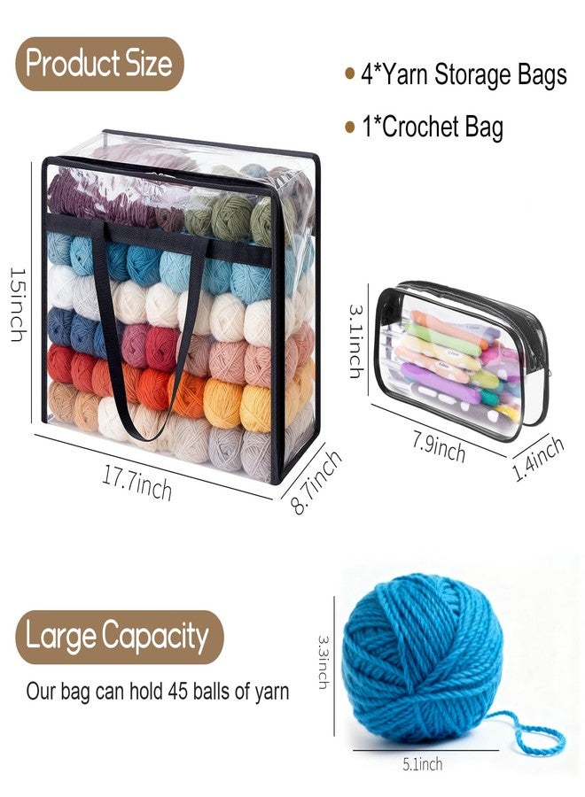 Hobekoee 4 Packs Yarn Storage Bags,18x15x9 inches Large Yarn Bag with Dual Zippers & Handle,Clear Yarn Storage Organizer for Various Yarn Balls,Knitting and Crochet Projects - Image 2