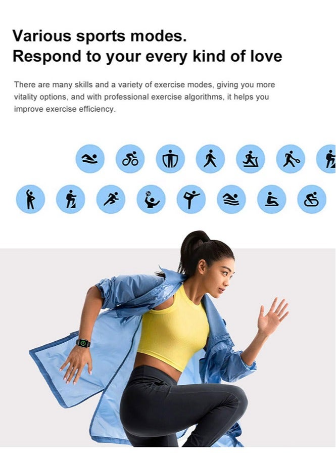 الساعات الذكية للنساء الرجال ، 2.15 " هد ساعة ذكية مع وسائط رياضية متعددة ، آي بي 67 مقاوم للماء ، بلوتوث دعوة النوم رصد ، الوردي - Image 5