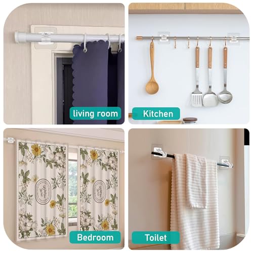 Gozaqe Plastic Self Adhesive Curtain Rod Holder - 6 PCS Without Drilling, Nail Free Adjustable Hooks for Home Bathroom and Hotel (Transparent) - Image 5