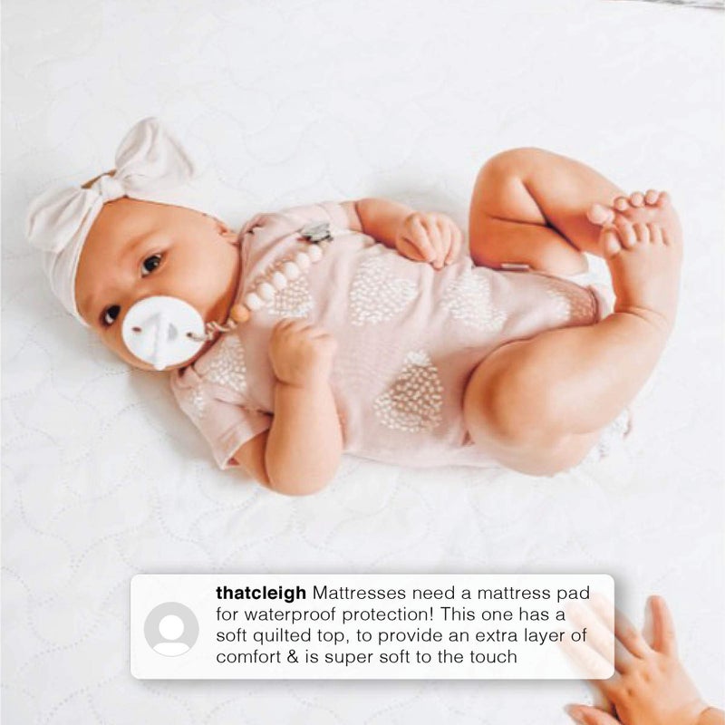 Delta CHILDREN Beautyrest Kids Fitted Crib Mattress Pad | Waterproof | 52” x 28” | Machine Washable, White - Image 4