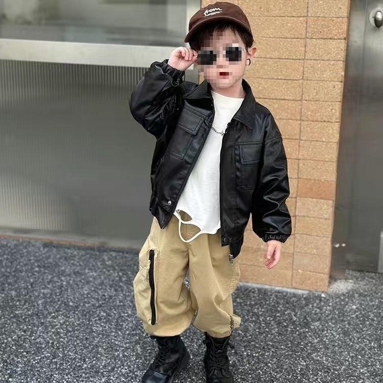 Boys Coat Arrival Light Luxury Vintage Children'S Leather Coat Duffy Handsome Boy Motorcycle Leather Jacket - Image 1