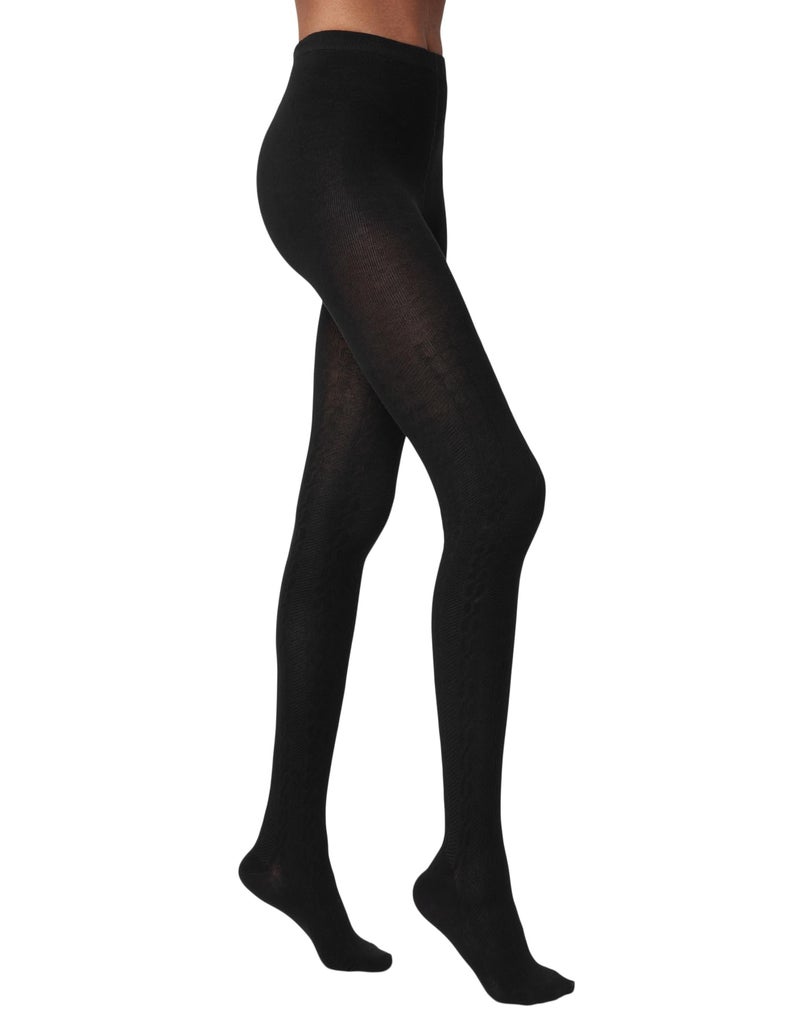 HUE Women's Sweater Tights, New Black Cable, Small-Medium - Image 1