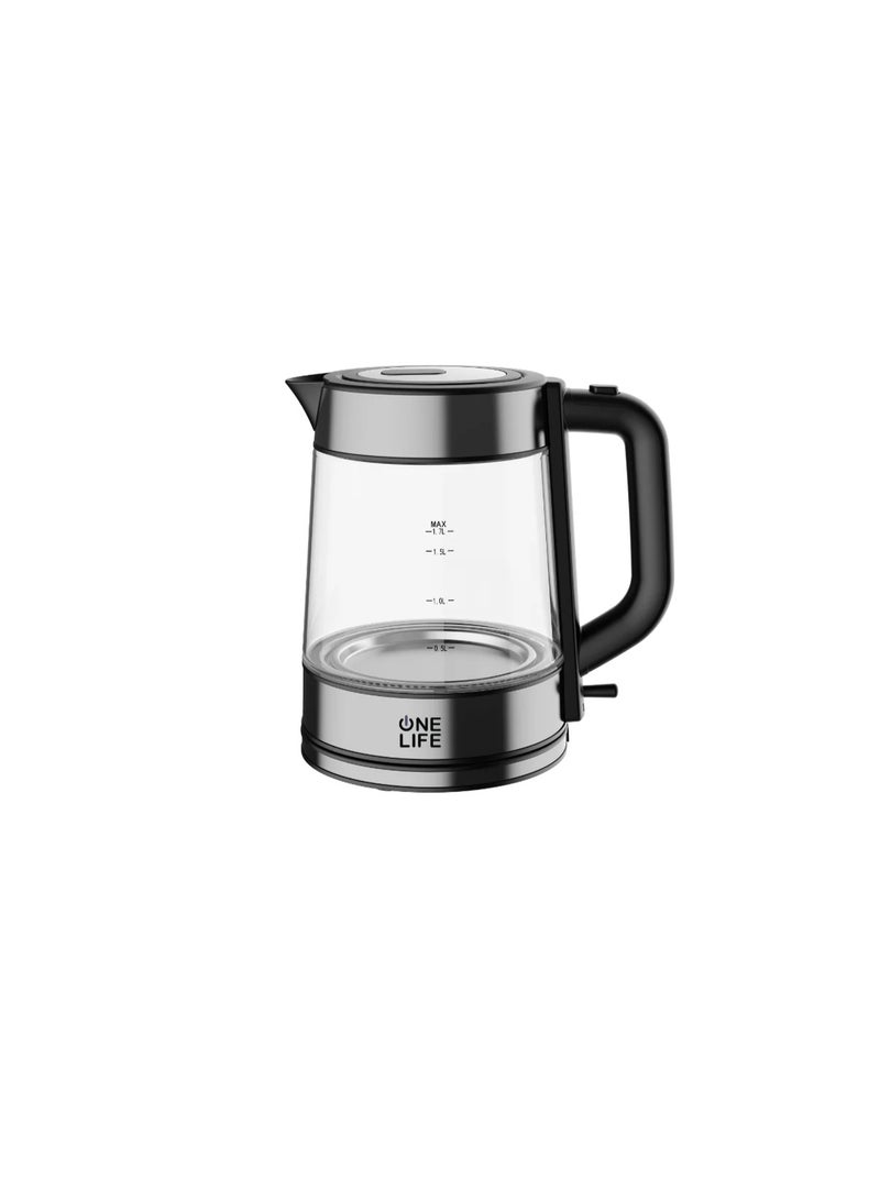 OneLife One Life Water Kettle - 1.7 Liter - EKC190B-2200 Watt - Glass and Stainless - Image 1