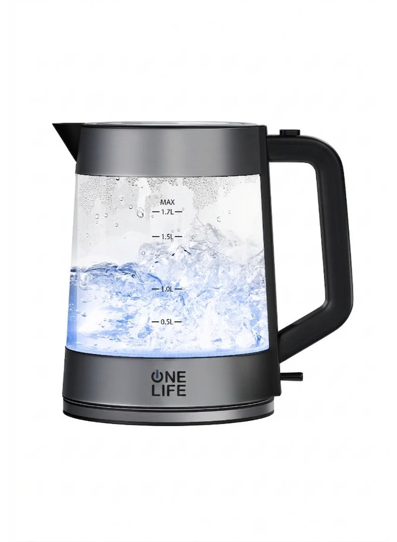 OneLife One Life Water Kettle - 1.7 Liter - EKC190B-2200 Watt - Glass and Stainless - Image 4