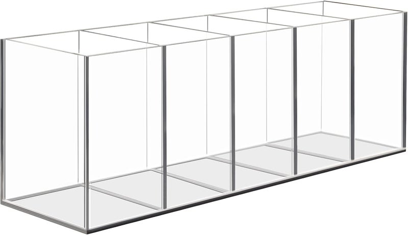 Uquelic Acrylic Pen Holder - Clear Pencil Holder Desk Organiser Makeup Brush Holder Pen Pot Organiser for Office School Household Supplies (28.2 x 7.6 x 9.5 cm) - Image 1