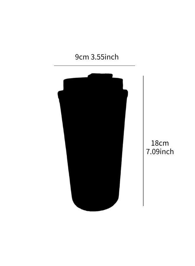 1 قطعة كوب قهوة من الفولاذ المقاوم للصدأ الأسود كوب عازل للحرارة كوب مسلم مع غطاء - Image 3