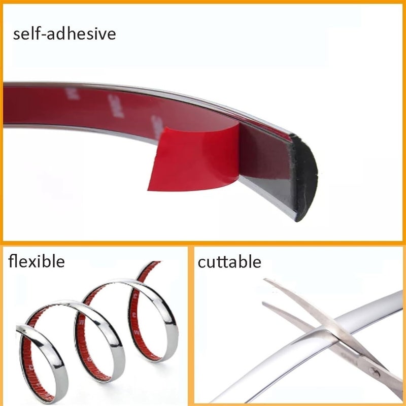 hothuimin 16.5ft Universal Automotive Trim Molding, Car Scratchproof Tape, Self Adhesive Car Decorative Strip, DIY Moulding Trim Strip Line Decoration for Car/Truck Door Window Side(Chrome,50mm(1.96Inch)) - Image 4