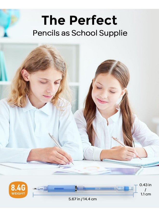 Nicpro 23Pcs Pastel Mechanical Pencil 0.5 & 0.7 Mm With Case For School, With 12 Tubes Hb Lead Refills, 3 Erasers, 9 Eraser Refills For Student Writing, Drawing, Sketching, Blue & Pink & White Colors - Image 5