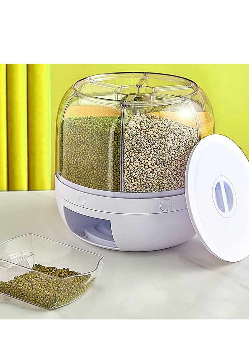Raxoom Grain Storage Container Dispenser, 22Lbs rice dispenser rotating, 360° rotating food dispenser One-Click Output rice Storage Round Grain Dispenser Kitchen for Small Grains, Beans, Rice - Image 2