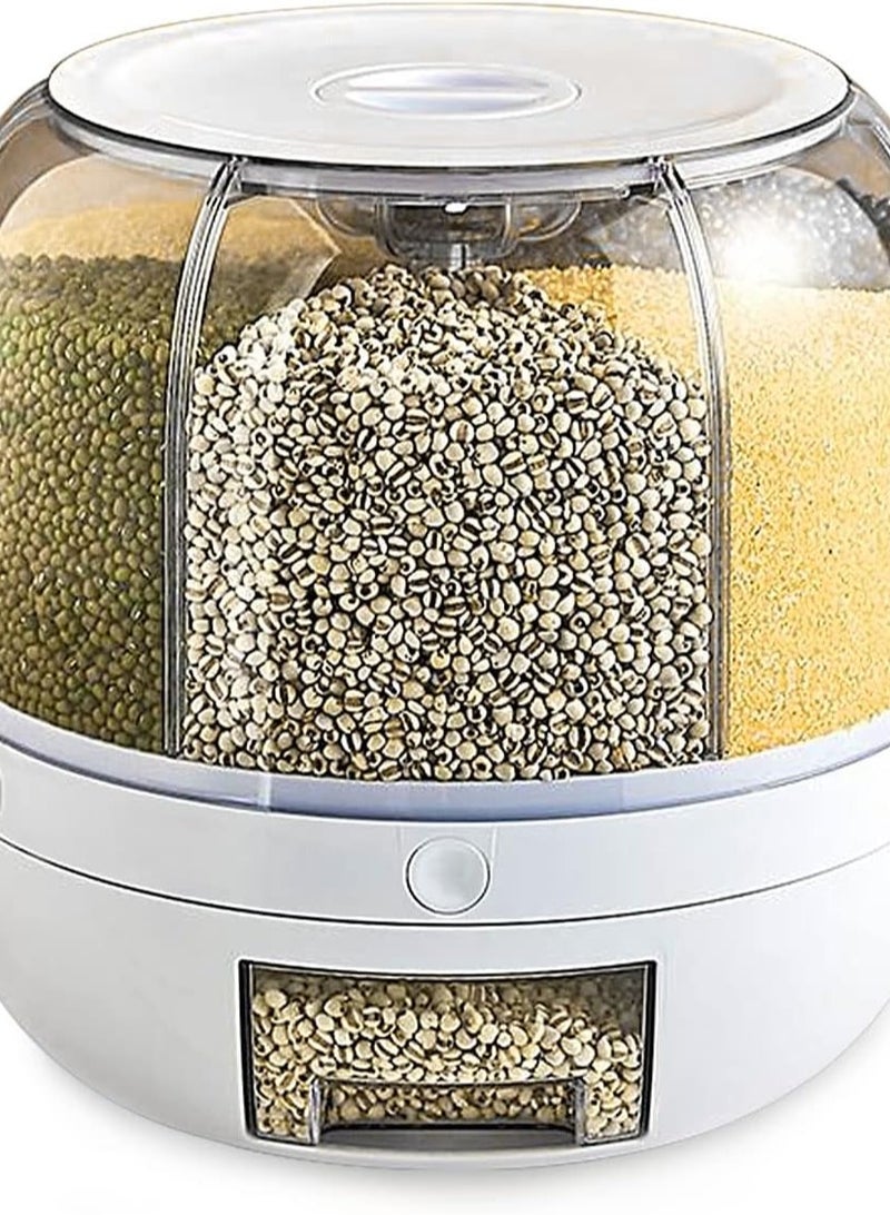 Raxoom Grain Storage Container Dispenser, 22Lbs rice dispenser rotating, 360° rotating food dispenser One-Click Output rice Storage Round Grain Dispenser Kitchen for Small Grains, Beans, Rice - Image 1