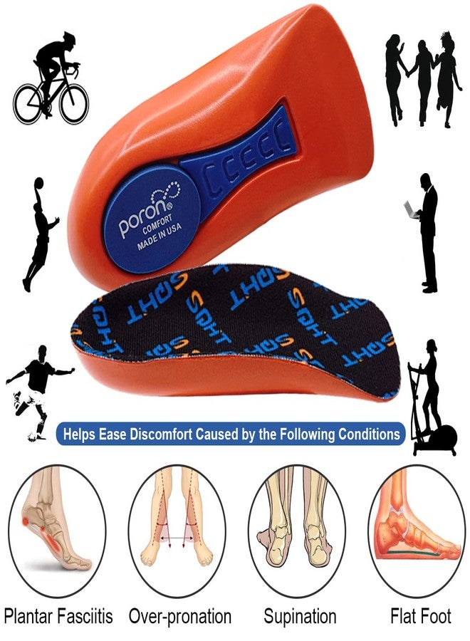 SQHT Heel Cups for Heel Pain, Heel Inserts for Heel Spurs, Plantar Fasciitis, Achilles Tendonitis Shoe Insert, Provide Shock Absorption and Cushioning, 3/4 Shoe Insoles for Women (Orange, Men's 8-13) - Image 4