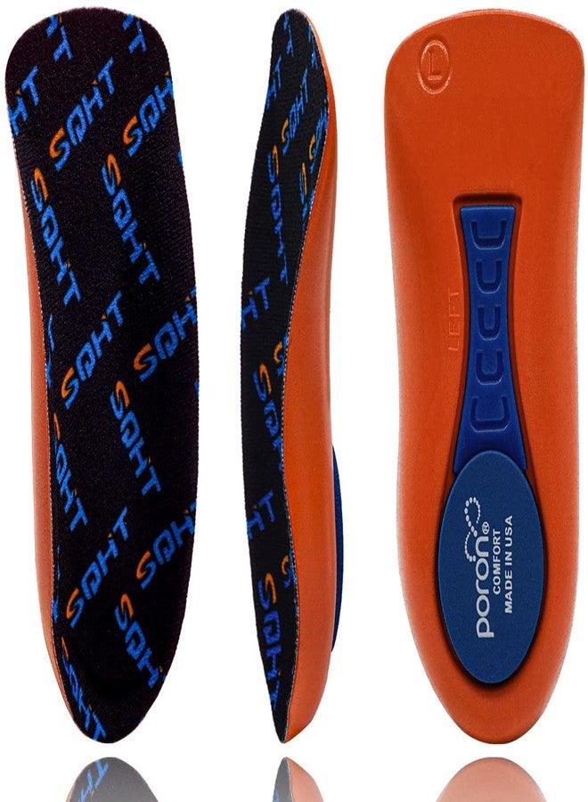 SQHT Heel Cups for Heel Pain, Heel Inserts for Heel Spurs, Plantar Fasciitis, Achilles Tendonitis Shoe Insert, Provide Shock Absorption and Cushioning, 3/4 Shoe Insoles for Women (Orange, Men's 8-13) - Image 1