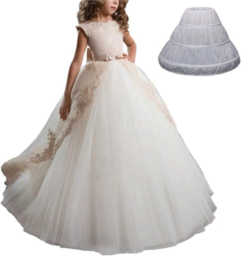 AbaoSisters ABAO SISTER Girls Petticoat 3 Hoops Half Slip Flower Girl Crinoline Skirt for Girls Underskirt Ball Gown - Image 2