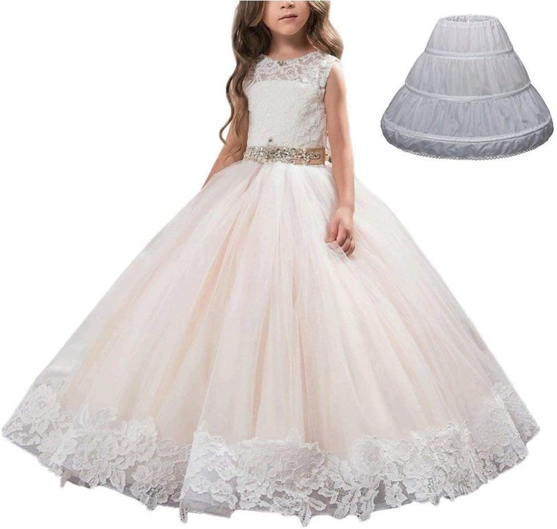 AbaoSisters ABAO SISTER Girls Petticoat 3 Hoops Half Slip Flower Girl Crinoline Skirt for Girls Underskirt Ball Gown - Image 3