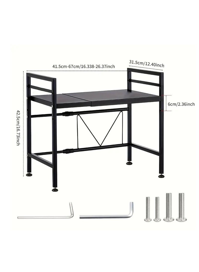 Multi functional extendable microwave rack, kitchen storage rack, desktop organizing shelf, suitable for kitchen, living room, bedroom, study, etc - Image 2