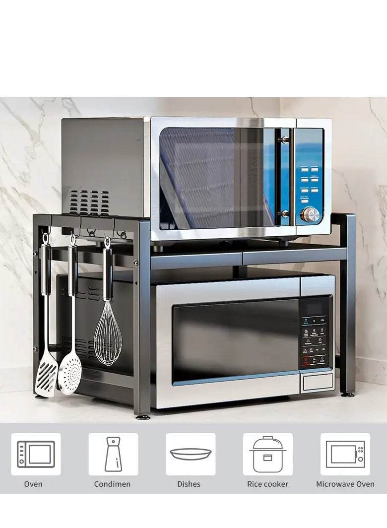 Multi functional extendable microwave rack, kitchen storage rack, desktop organizing shelf, suitable for kitchen, living room, bedroom, study, etc - Image 5