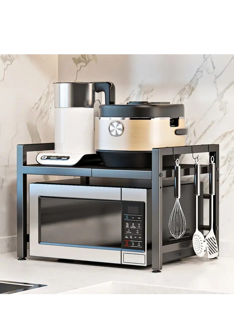 Multi functional extendable microwave rack, kitchen storage rack, desktop organizing shelf, suitable for kitchen, living room, bedroom, study, etc - Image 1