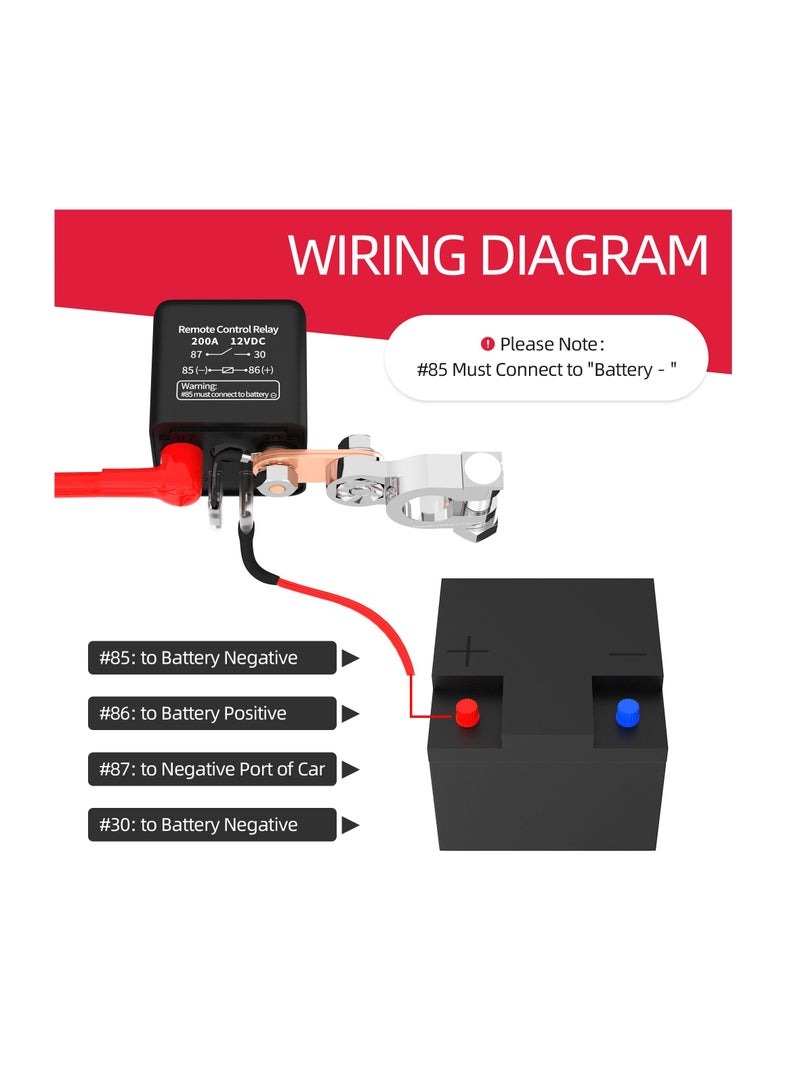 AROAQ Portable Remote Battery Disconnect Switch Upgraded Battery Disconnect Switch Anti Theft - Image 3