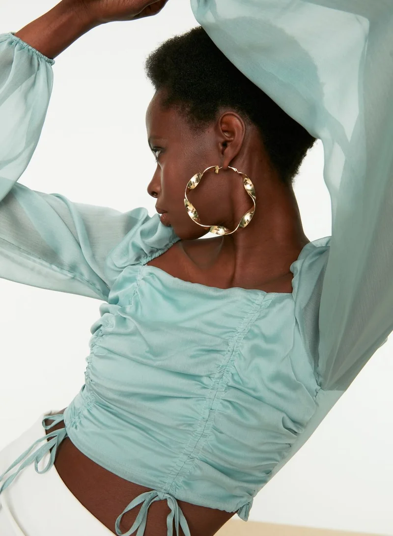 trendyol Bardot Balloon Sleeve Top