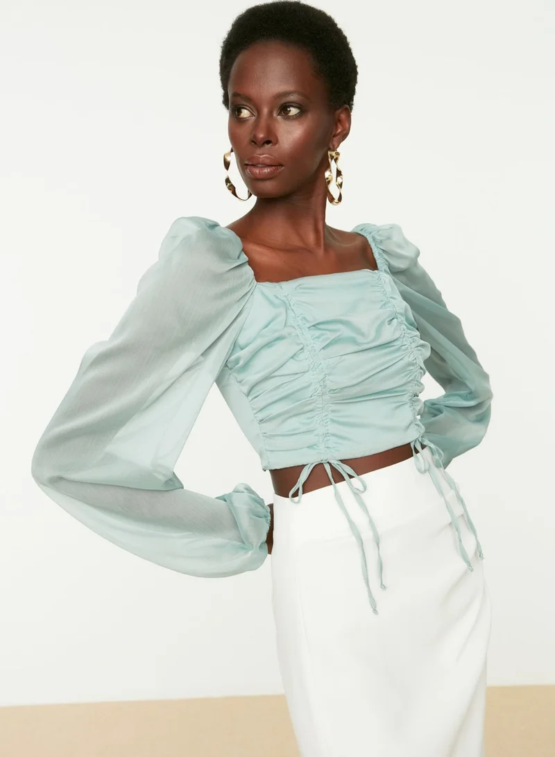 trendyol Bardot Balloon Sleeve Top