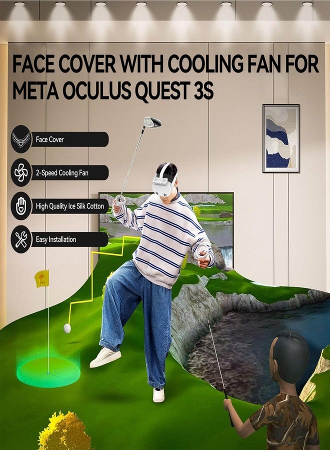 RCstyle Hibloks Compatible with Quest 3S Fan Cooling Mask for Meta/Oculus Quest 3S Accessories, Circulated Ventilation Eliminates Glasses Fogging Defogger (Soft Ice Silk) - Image 3